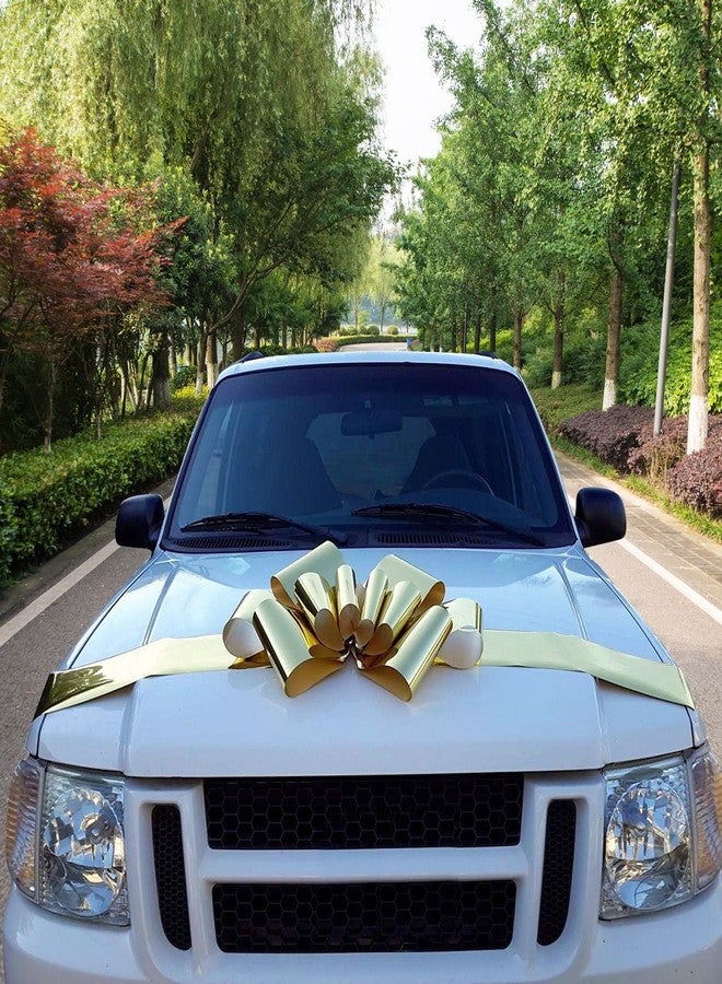 GiftWrap Etc. Big Metallic Gold Car Bow - 25" Wide, Large Ribbon Decoration, Fully Assembled, Mardi Gras, Birthday, Fundraiser, Party Decor, Graduation - Image 2